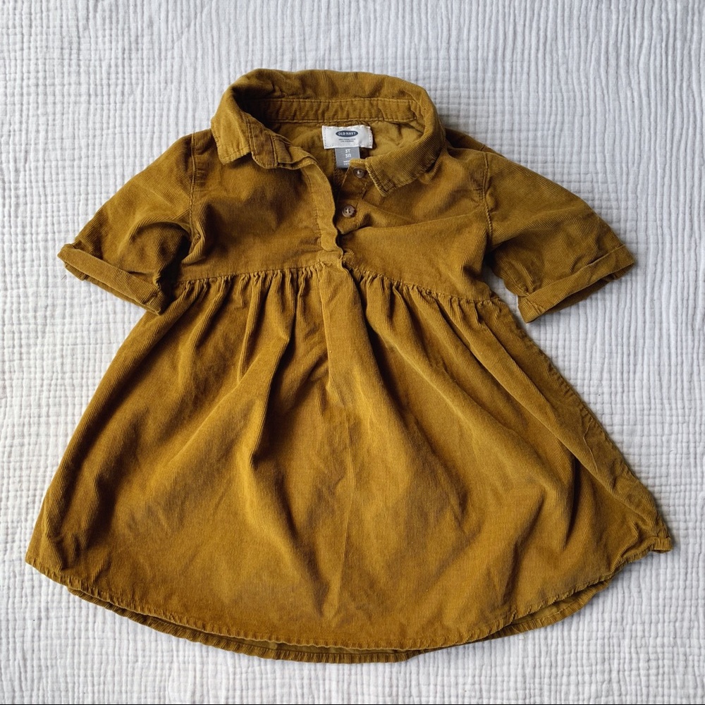Corduroy mustard yellow toddler dress